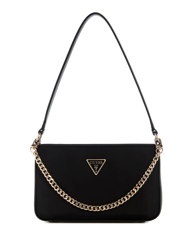GUESS Women's Gemma Mini Top Zip Shoulder Bag, Black, One Size