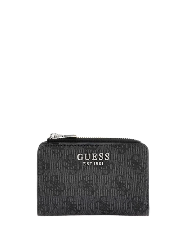 GUESS Women's Laurel Ii Zip Around Card Case Wallet, Coal Logo, One Size