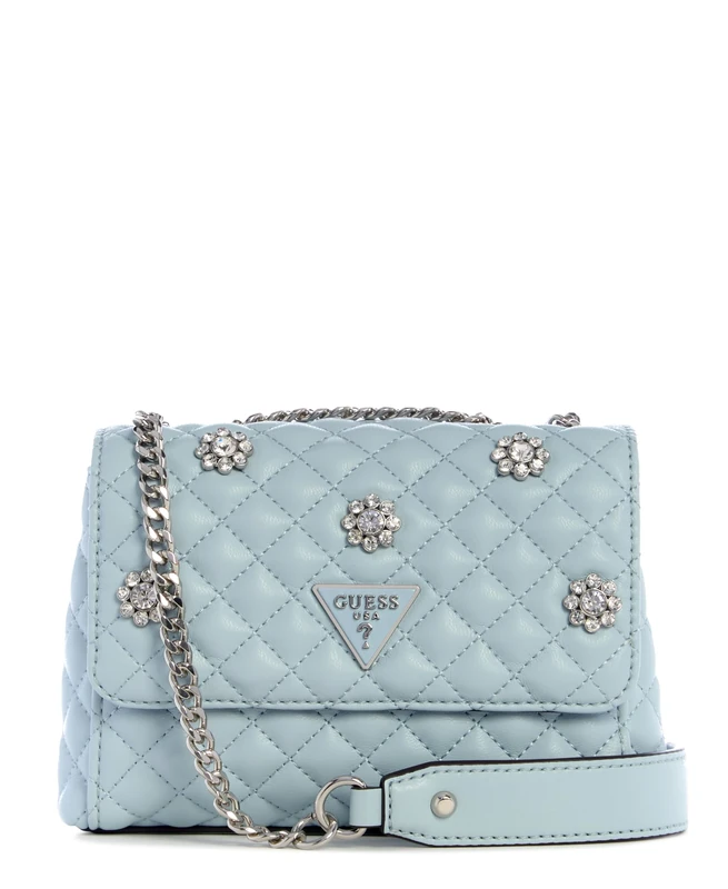 GUESS Women's Everlee Mini Convertible Crossbody Flap, Misty Blue, One Size
