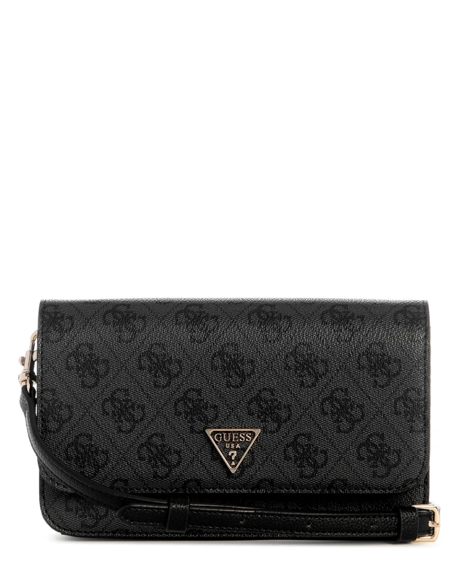 GUESS Women's Noelle Ii Crossbody Flap Organizer, Coal Logo, One Size
