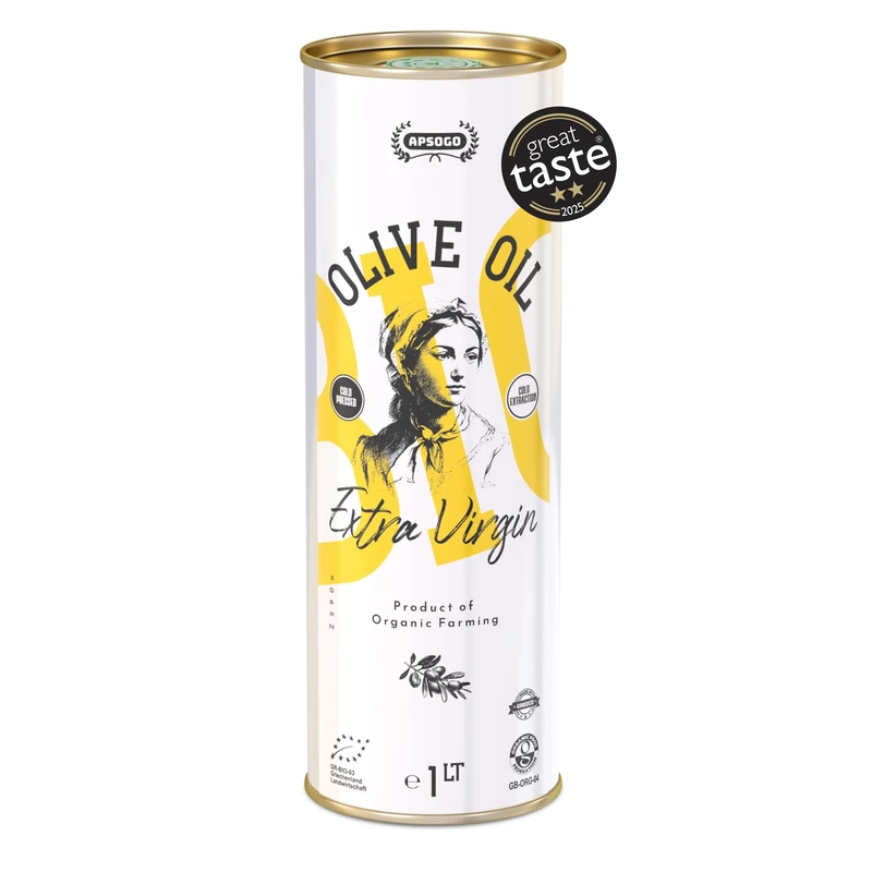 Apsogo Organic Extra Virgin Olive Oil – Greek High Polyphenols EVOO from Crete (1000ml) – Cold Pressed, Early Harvest, Premium Quality, Certified Organic