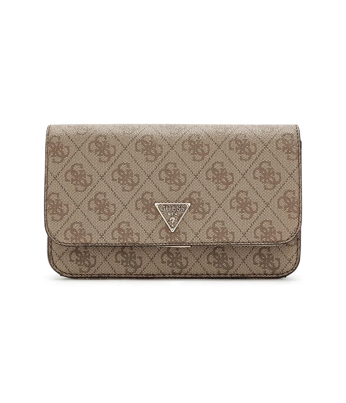 GUESS Women's Noelle Ii Crossbody Flap Organizer, Latte Logo, One Size