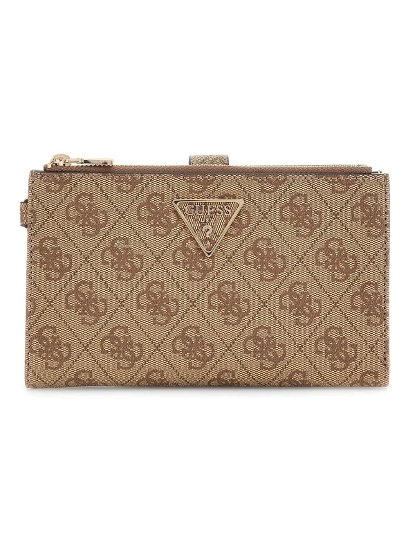 GUESS Women's Laurel Ii Double Zip Organizer Wallet, Latte Logo, One Size