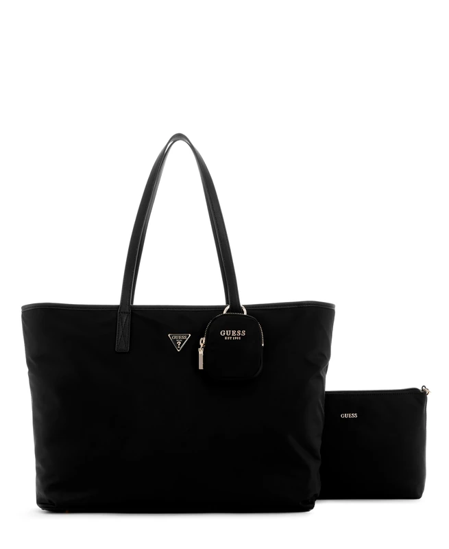 GUESS Women Gemma Large Tech Tote Shoulder Bag, Black, One Size