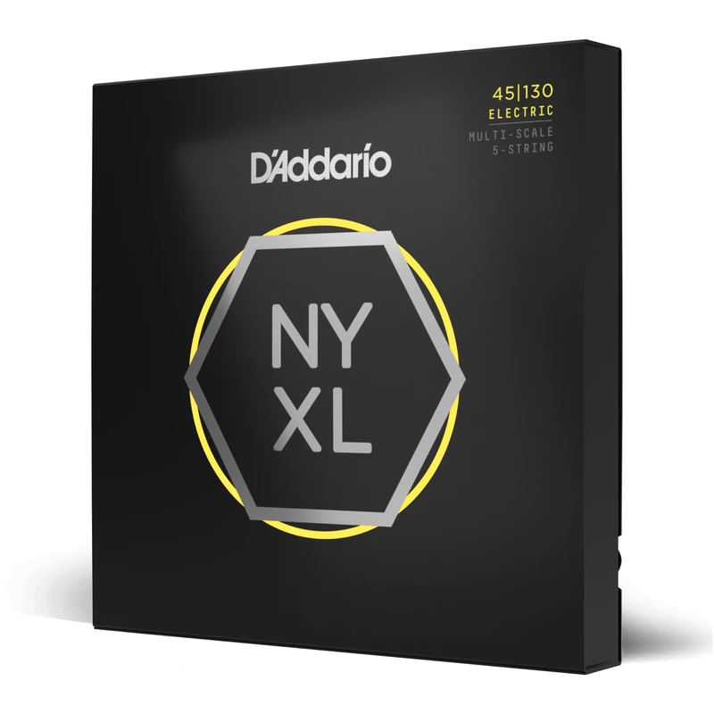 D'Addario Bass Guitar Strings - NYXL Bass Strings - NYXL45130MS - Unrivaled Strength, Tuning Stability, Enhanced Response - For 5 String Multiscale Bass Guitars - 45-130 Regular Light, Multiscale
