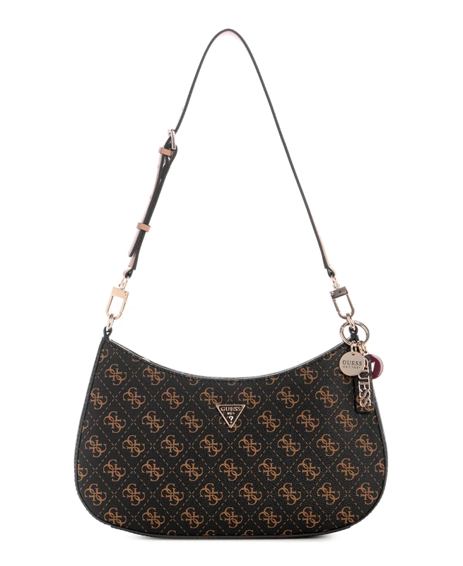 GUESS Women's Noelle Ii Top Zip Shoulder Bag, Brown Logo, One Size