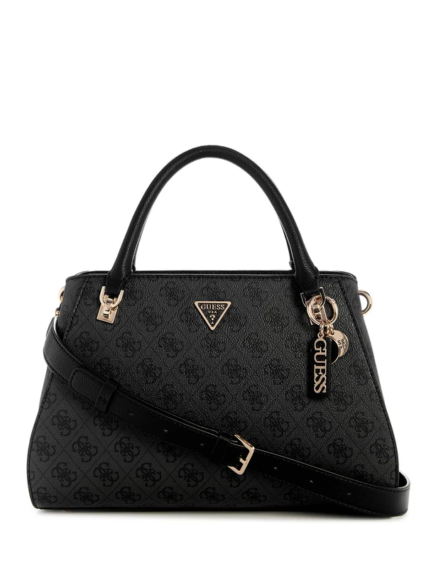 GUESS Women's Noelle Ii Luxury Satchel, Crossbody, Coal Logo, One Size