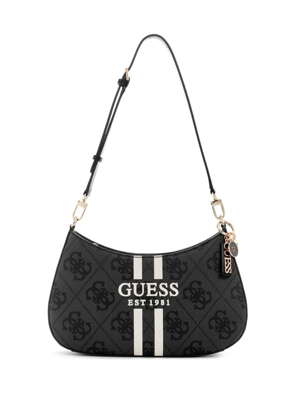 GUESS Women's Noelle Ii Top Zip Shoulder Bag, Coal Logo, One Size