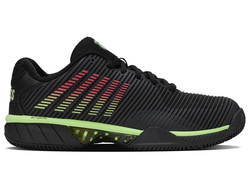 K-Swiss Tennis Men's Hypercourt Express 2 Hb Tennis Shoes, Black/Soft Neon Green/Neon Lav, 10