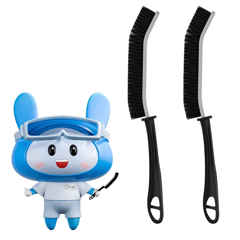 Cleangor Crevice Cleaning Brushes, Scrub Brush for Hard to Reach Small Space, Home Essentials, Cleaning Supplies, Cleaning Tools for Household Use, Bathroom, Shower, Kitchen, Window, Toilet (2, Black)