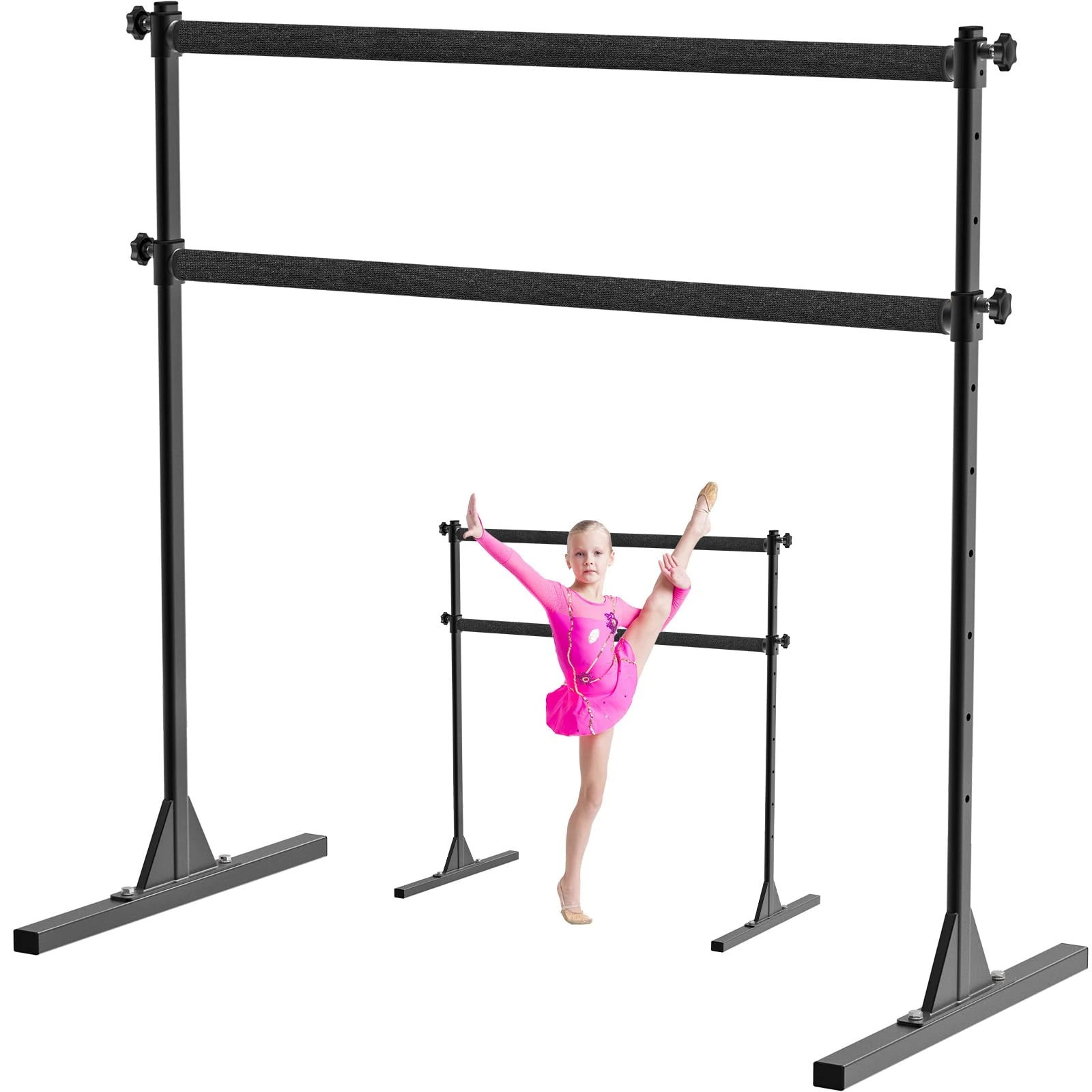 BeneLabel Ballet Barre Freestanding, Portable Ballet Bar 10 Height Adjustable Cloth Wrapped Stretching Dance Bar for Girls Kids Adults Home Workout Fitness Yoga, 120 x 71cm