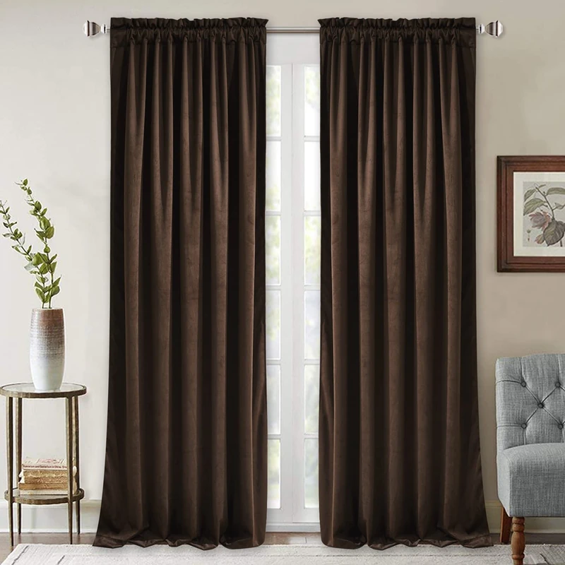 StangH Brown Curtains 100 inch Blackout Thermal Insulated Drapes, 2 Panels