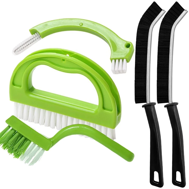 Enyoir 5 Pcs Crevice Cleaning Brush Set, Tile Grout Cleaner Brush, Hard Bristle Gap Brush Multifunctional Recess Groove Cleaning Tools for Bathroom, Kitchen, Window and Door (5)