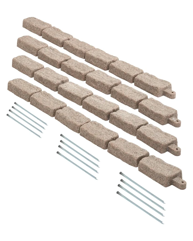 VEVOR Faux Stone Landscape Edging, 46.4 x 2.2 in Realistic Lawn Edging, Flexible Brick-Sized Garden Edging Border with Anchoring Spikes, Fade-Resistant Yard Edging for Driveways Walkway Brown