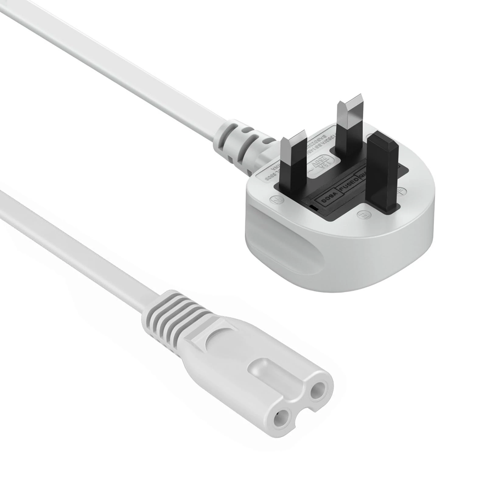 UK Power Cable，Figure 8 power lead for tv power cable,2 Pin Mains Power Lead Fig Figure 8 Cable compatible with TV/Printer/PS4/PS3/PS5 (1.8M)