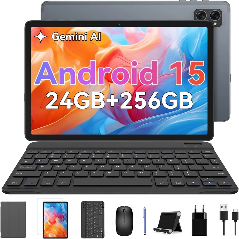 2025 Newest Android 15 AI Tablet,11 Inch Android Tablets With SIM Card Slot,24GB RAM+256GB ROM(TF 2TB)-Brown