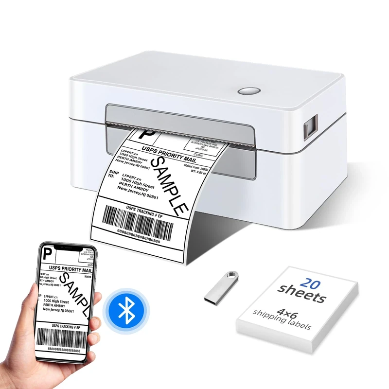 vretti Thermal Label Printer 4x6 for Shipping & Postage | Royal Mail, Vinted, Amazon, eBay | USB & Bluetooth Label Machine (40-110mm) | No Ink & Ultra-Durable Print Head