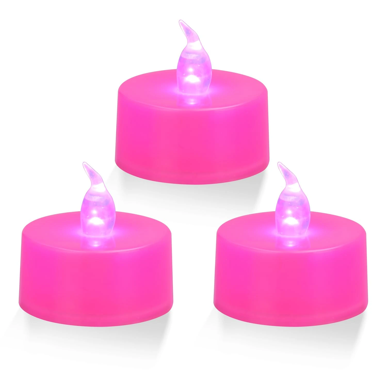 ERTYUI 12 Pack LED Tea Lights, not Flickering, Pink Light, Pink Base