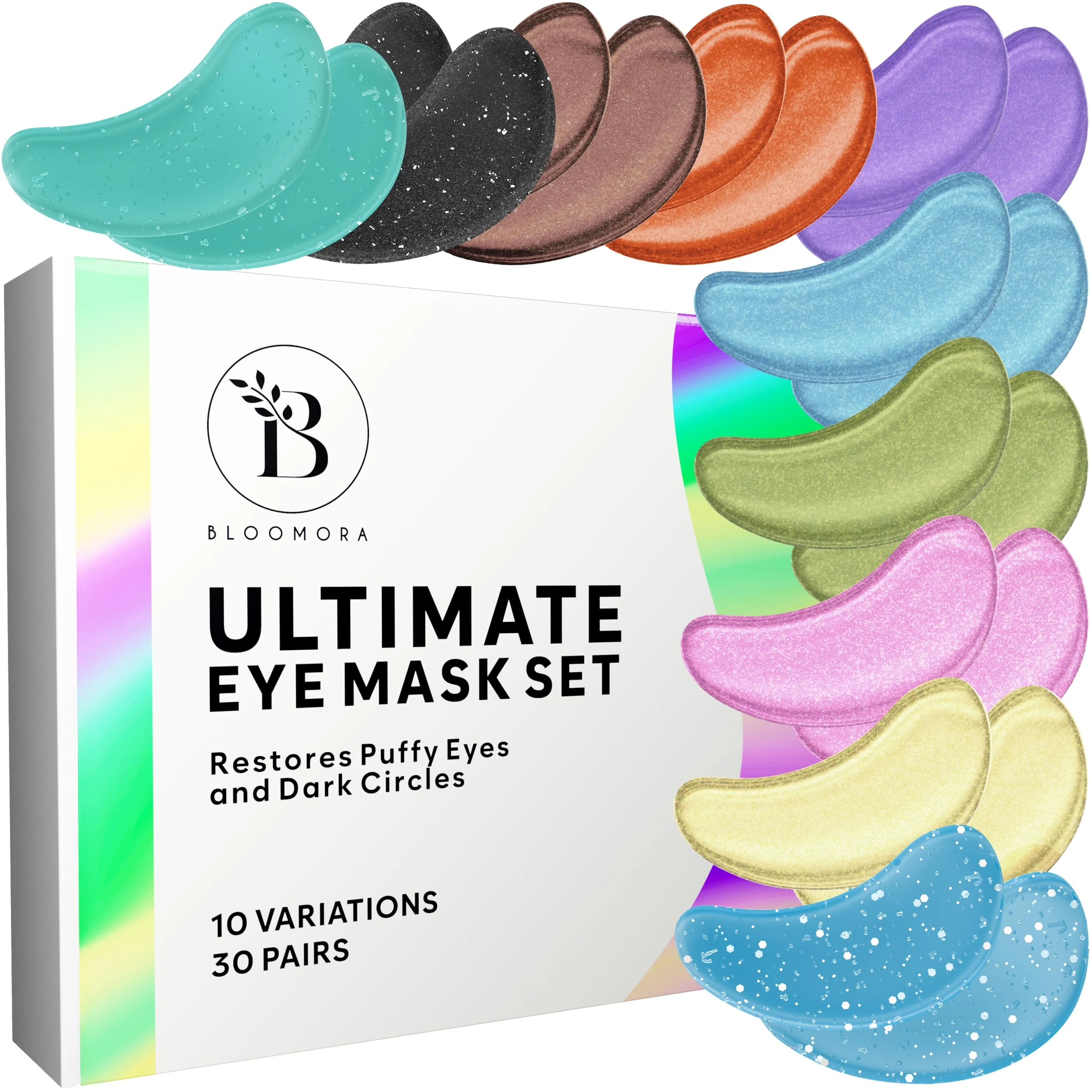 BLOOMORA Variety Box Under Eye Gel Patches (30 PAIRS), Under Eye Patches for Puffy Eyes & Dark Circles, Hyaluronic Acid - Collagen Gel Pads for Reducing Appearance of Puffiness & Increased Hydration