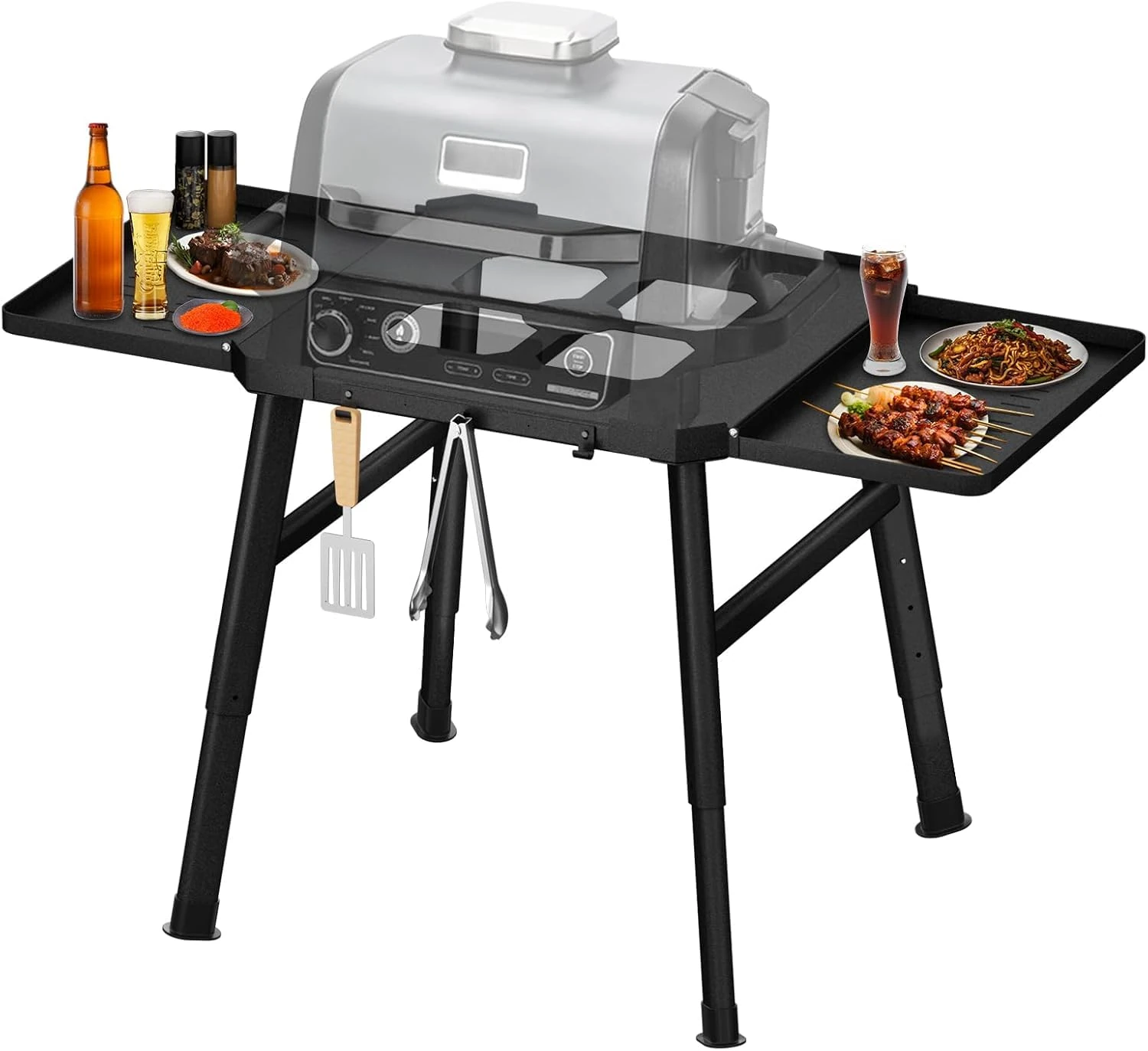 Barbecue Stand for Ninja Woodfire Outdoor Oven Series and Grill Stand, Movable Stand for Ninja Woodfire with Side Table, Pizza Oven Stand, Grill Accessories