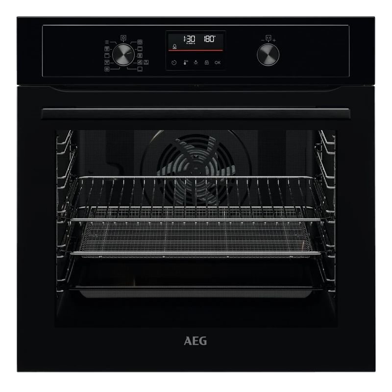 AEG 3000 Series Integrated Oven with AirFry BEX535A61B, 72L, Fast Heat Up, Multilevel Cooking, Turbo Grill, Fan Controlled Defrosting, Aqua Cleaning, LED Light, Built-In 590x560x550mm, Class A+, Black