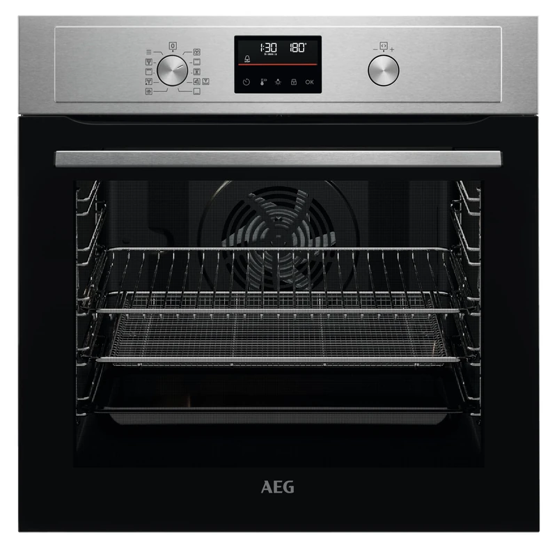 AEG 3000 Series Integrated Oven with AirFry BEX535A61M, 72L, Fast Heat Up, Multilevel Cooking, Grill, Defrosting, Aqua Clean, Built-In 590x560x550mm, Class A+, Stainless Steel/Antifingerprint Coating