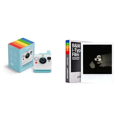 Polaroid - Now Gen3 - Instant Camera + Black and White Film Bundle (8 photos) - Arctic Blue