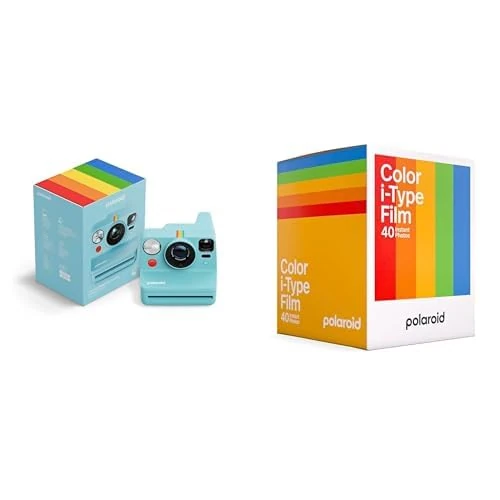 Polaroid - NOW+ Gen3 - Instant Camera Bluetooth Connected - Camera + Color Film Bundle (40 photos) - Artic Blue