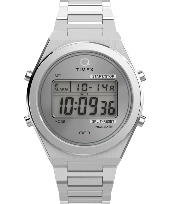 Timex Men's Digital Quartz Watch with a Stainless Steel Strap Q