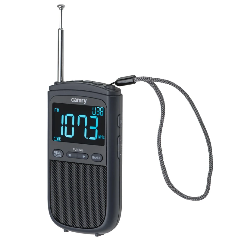 Camry Portable Digital Radio, CR 1905, LCD Display, FM/Am, Battery 900mAh, USB-C, Telescopic Antenna, Black - Image 1