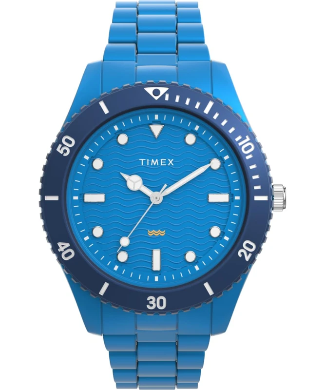 Timex Men's Trend 42 mm Watch - Blue Tide Ocean Material Bracelet with Blue Dial and Case TW2Y04300
