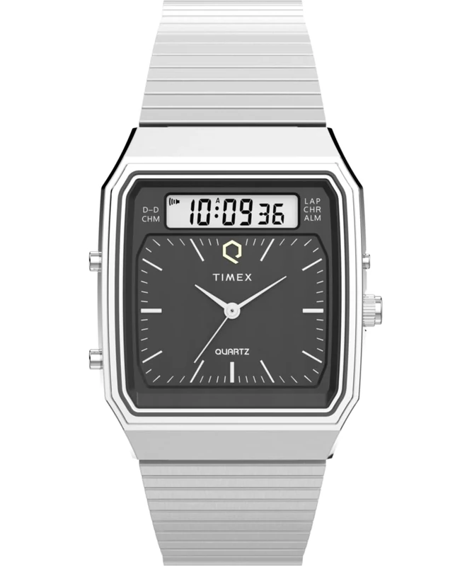 Timex Men's Analogue-Digital Quartz Watch with a Stainless Steel Strap Q Reissue