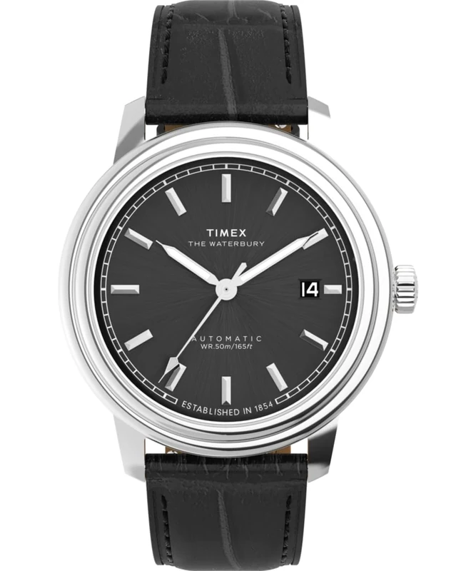 Timex Men's Analogue Automatic Watch with a Leather Strap Waterbury Metropolitan