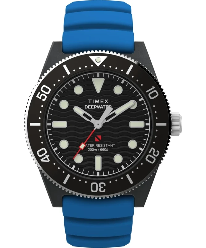 Timex Men's Analogue Quartz Watch with a Rubber Strap Deep Water Reef