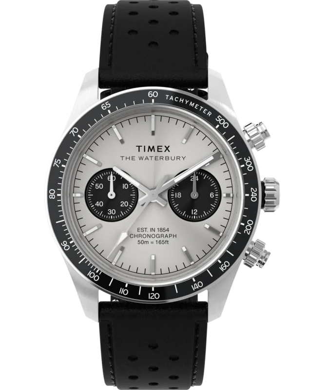 Timex Men's Chronograph Quartz Watch with a Leather Strap Waterbury Heritage