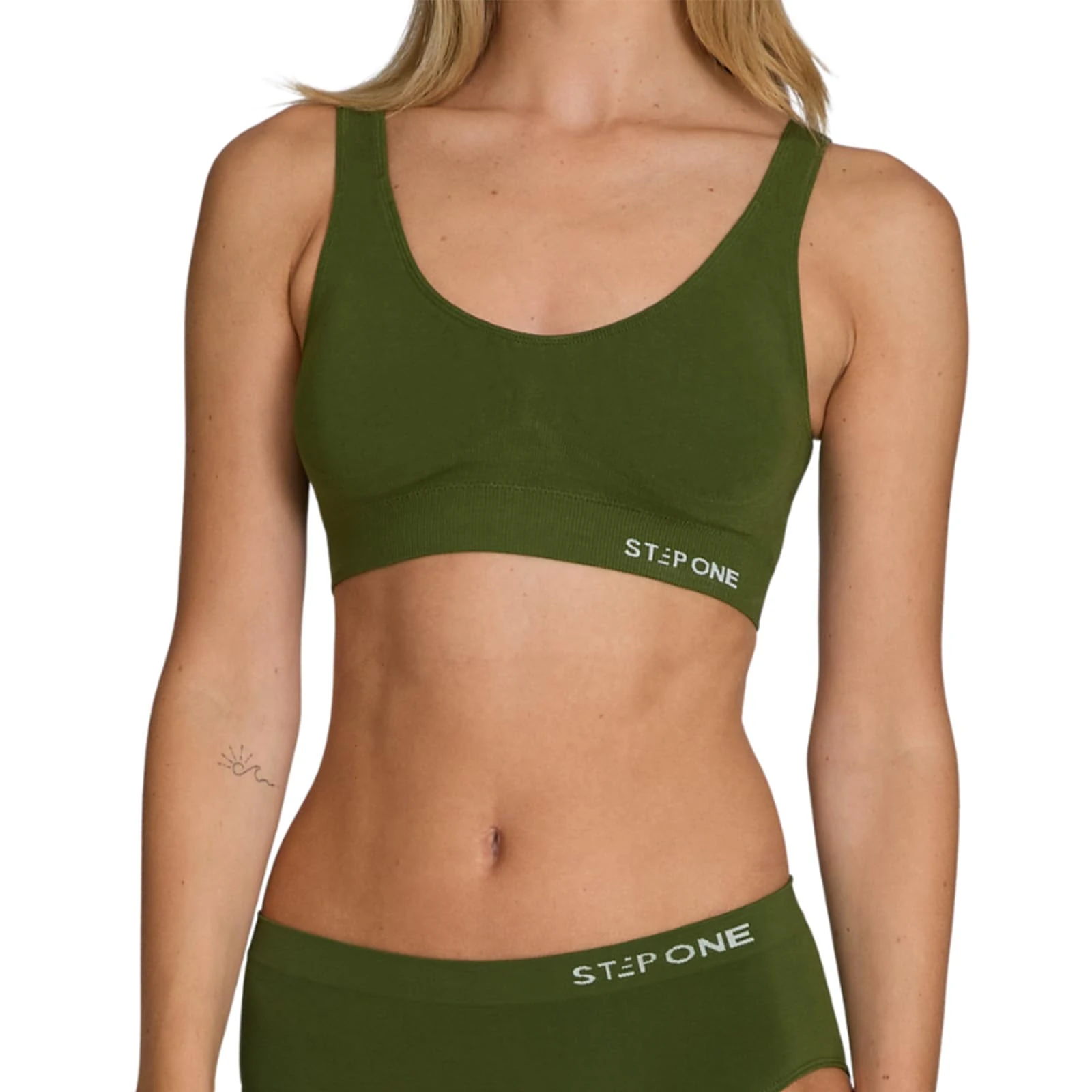 STEP ONE Smoothfit Bra. Ultra-Soft Women's Everyday Bra, Lifts & Supports and Feels Invisible on, Breathable Bamboo Moisture Wicking with Removable Cups Green X-Large