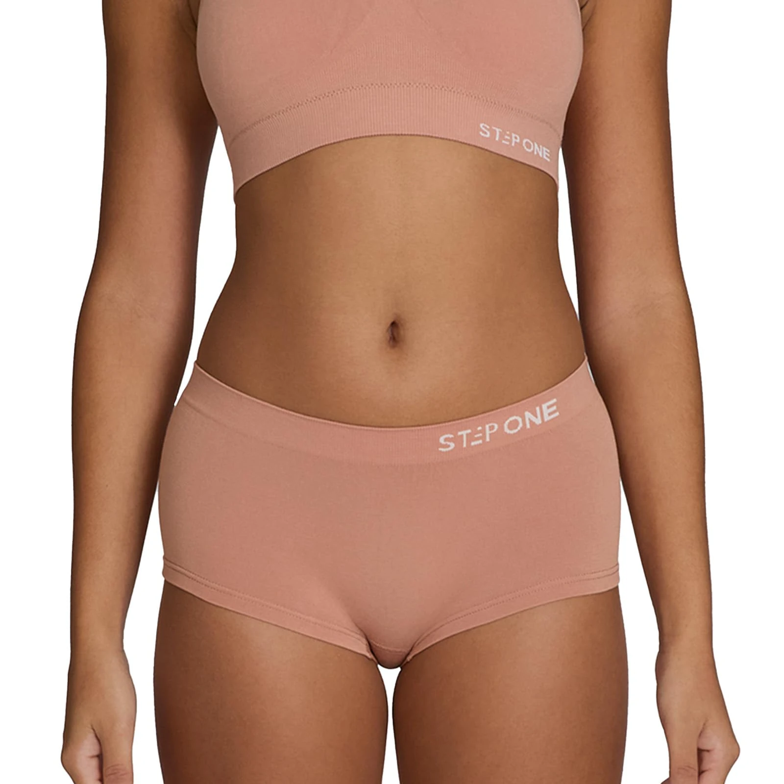 STEP ONE SmoothFit Boyleg Ladies Briefs. Ultra-Soft, Breathable Bamboo Moisture Wicking Underwear Women, Hypoallergenic Underwear for Women, Low Rise & Stretchy Nude Blush Large