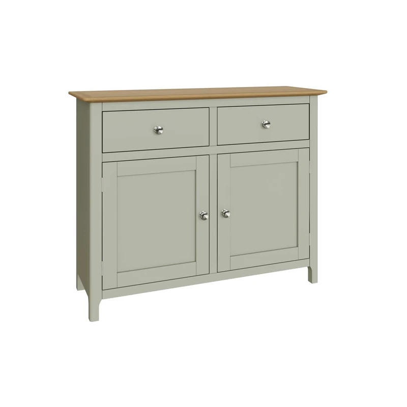 FWStyle Sage Green Oak 2 Door 2 Drawer Sideboard - H76 X W96 X D33cm