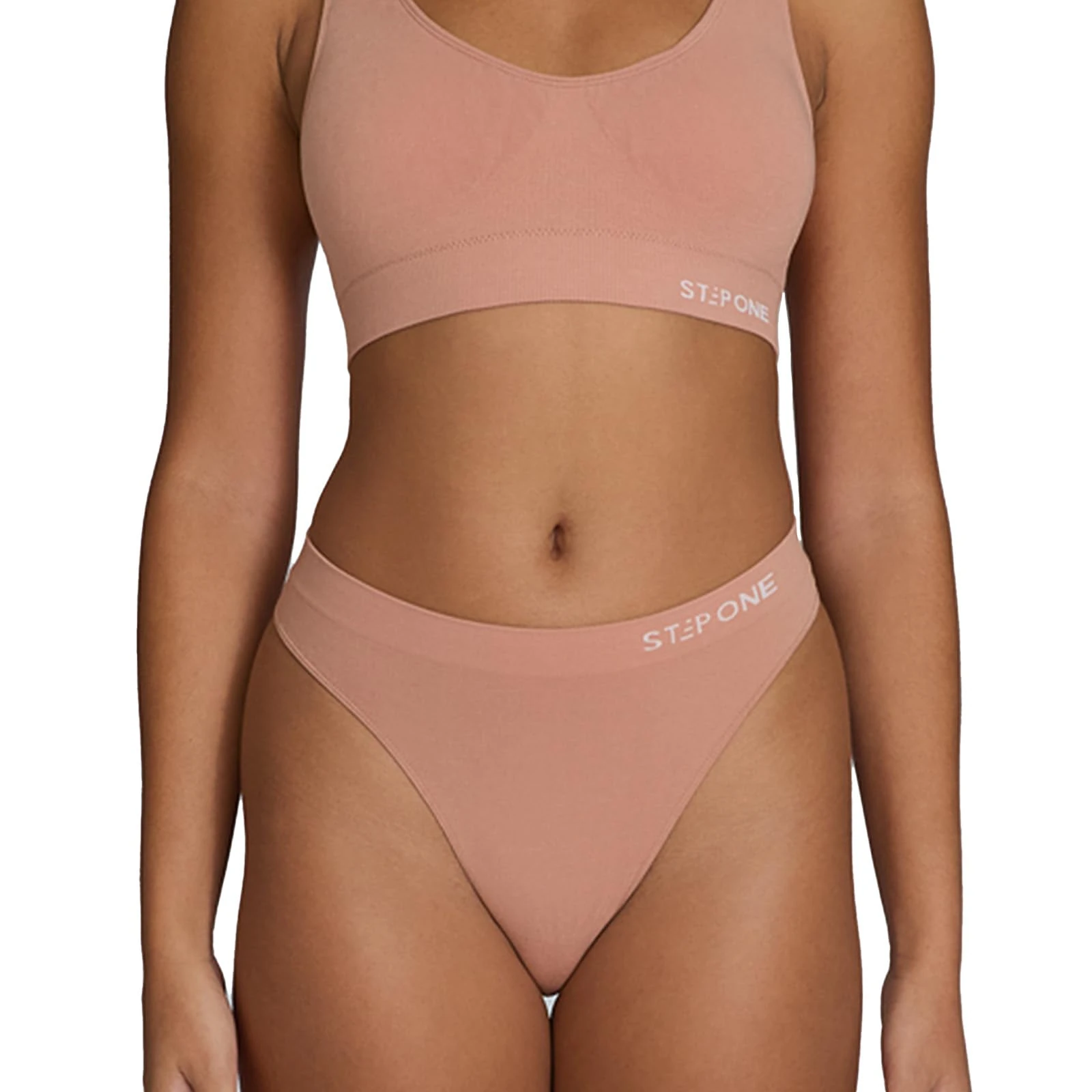 STEP ONE SmoothFit Seamless Thong for Women. Ultra-Soft, Breathable Bamboo Moisture Wicking Underwear Women, No VPL, Hypoallergenic, Everyday Comfort Thong Nude Blush X-Large