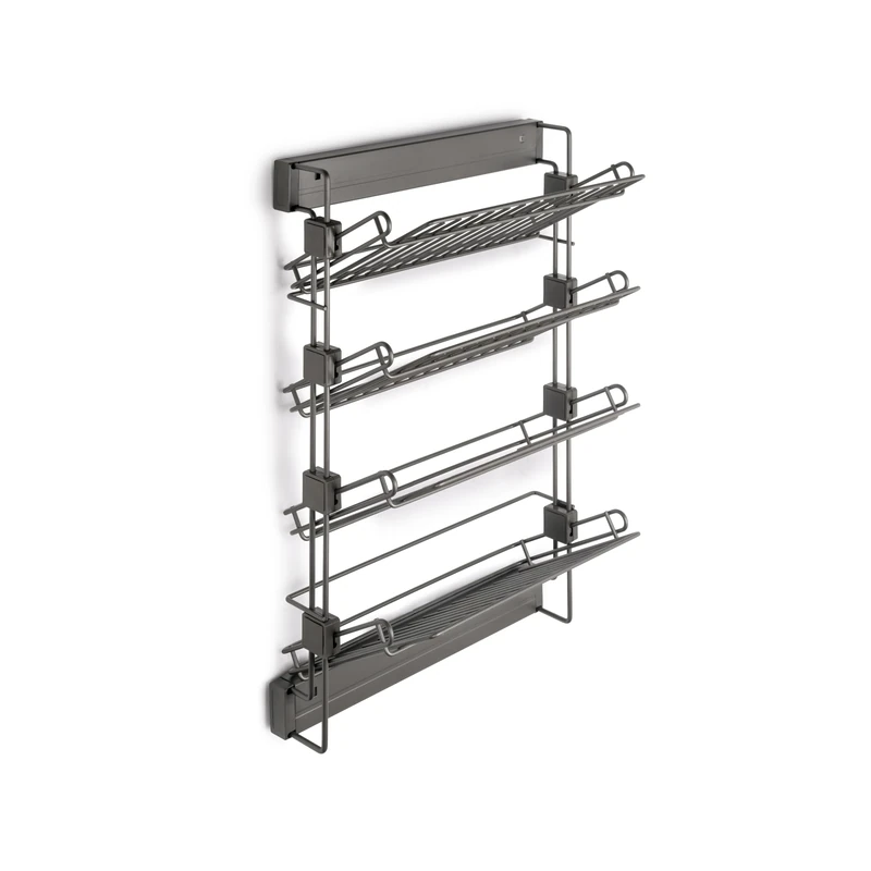 Emuca - Pull-out side shoe rack for closets and walk-in closets Quartz, Left, Steel, Titanium