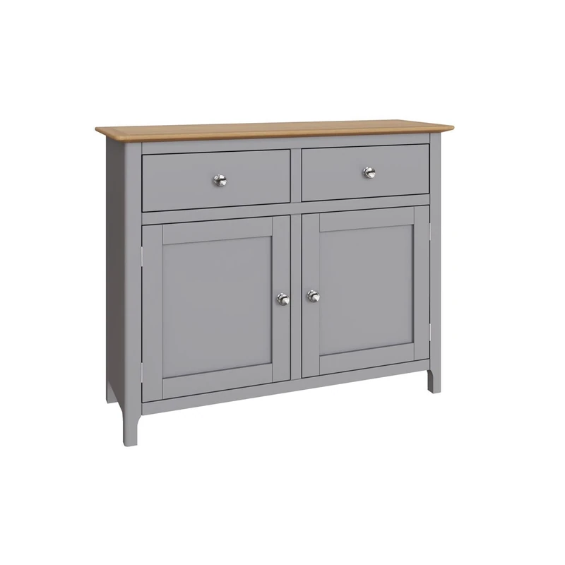 FWStyle Dove Grey Oak 2 Door 2 Drawer Sideboard - H76 X W96 X D33cm