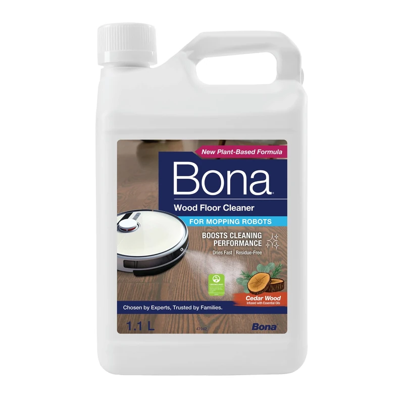 Bona Wood Floor Cleaner for Mopping Robots and Vacuums, Concentrate, Quick-drying and Streak-free, Cedar Wood - 1.1L