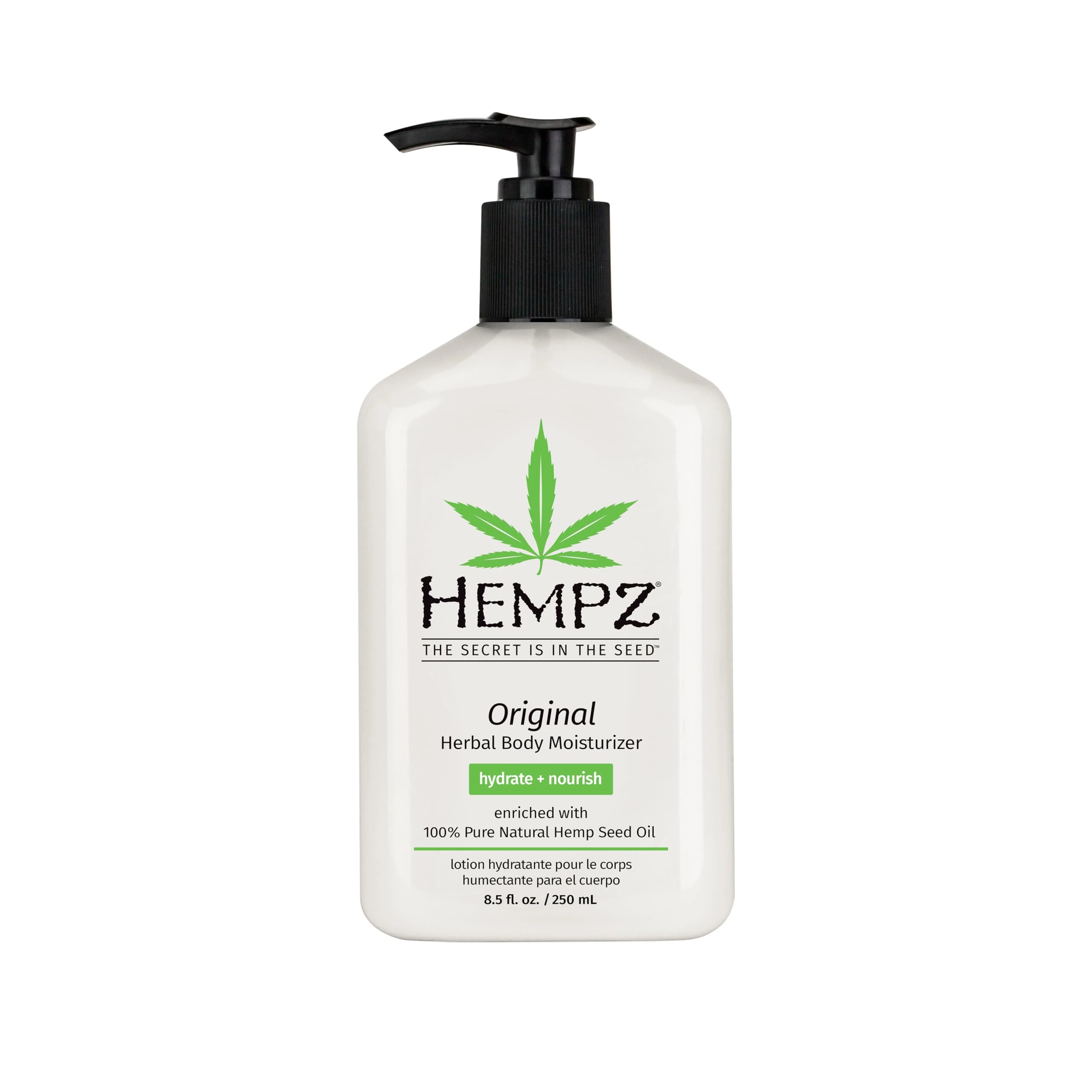 Hempz Body Lotion - Original Herbal Floral & Banana Daily Moisturizing Cream, Shea Butter, Aloe Body Moisturizer - Skin Care Products, All Natural Hemp Seed Oil - Travel Size 8.5 Fl Oz