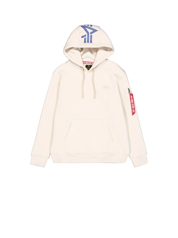 Alpha Industries Men's Back Print Hoodie Hooded Sweatshirt, Vintage White, XXL