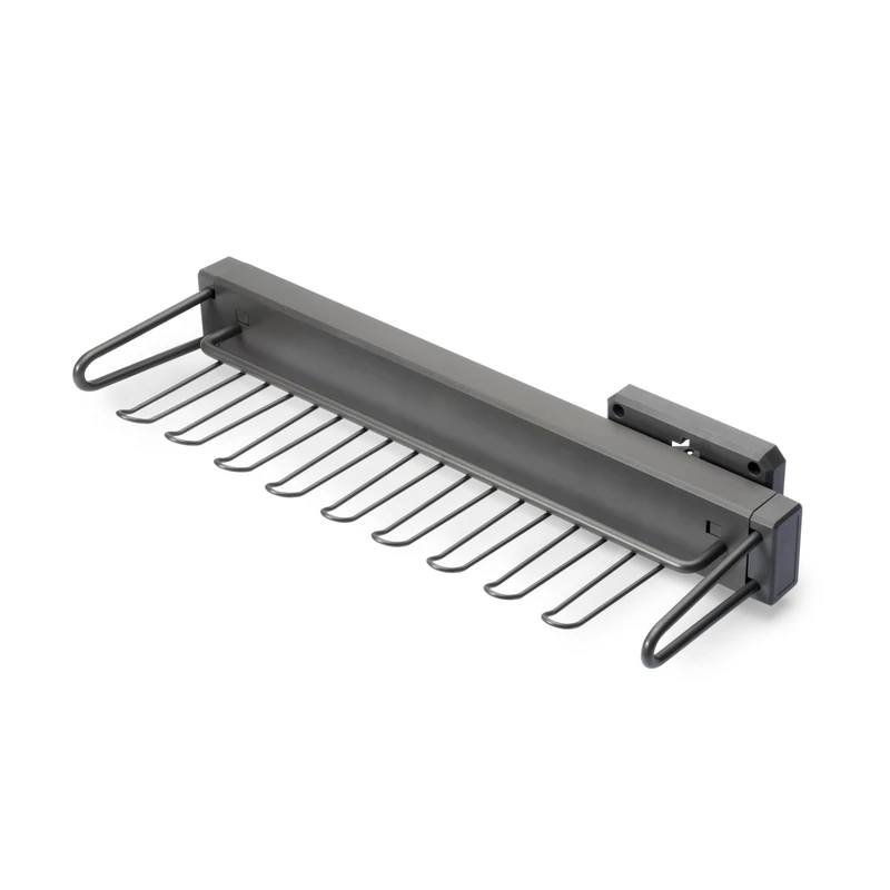 Emuca - Extractable lateral tie rack, Plastic and Aluminium, Titanium