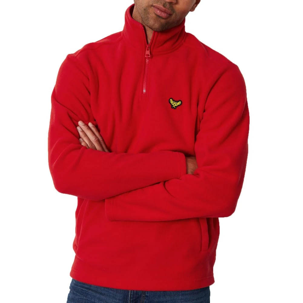 Threadbare 'Blade' Men's Quarter Zip Outdoors Pullover Fleece Sweatshirt, Crimson, L