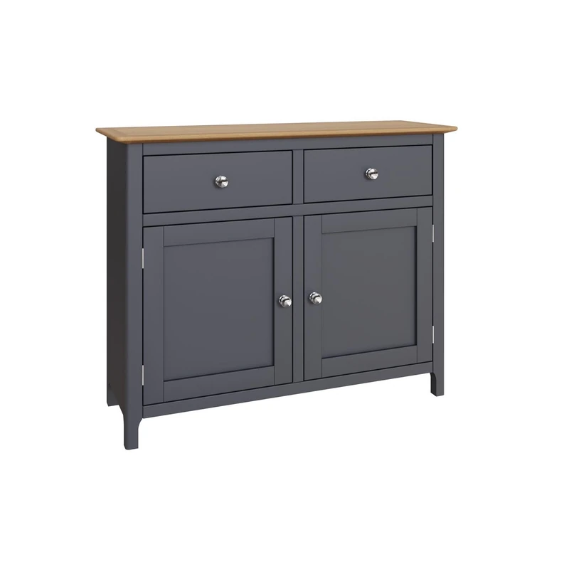 FWStyle Graphite Blue Oak 2 Door 2 Drawer Sideboard - H76 X W96 X D33cm