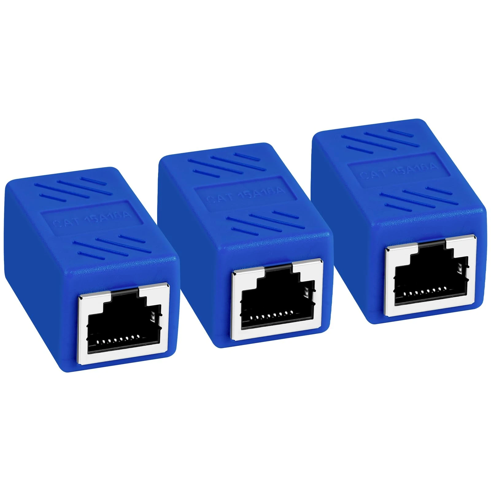 AXFEE RJ45 Coupler, 3Pcs RJ45-Couplers Female to Female, Cat6 Ethernet Cable Connector, LAN Network Connectors, Ethernet-Extender Adapter for Cat8/Cat7/Cat6/Cat5e/Cat5 (Blue)