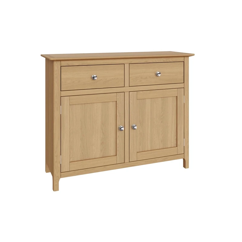 FWStyle Natural Oak 2 Door 2 Drawer Sideboard - H76 X W96 X D33cm