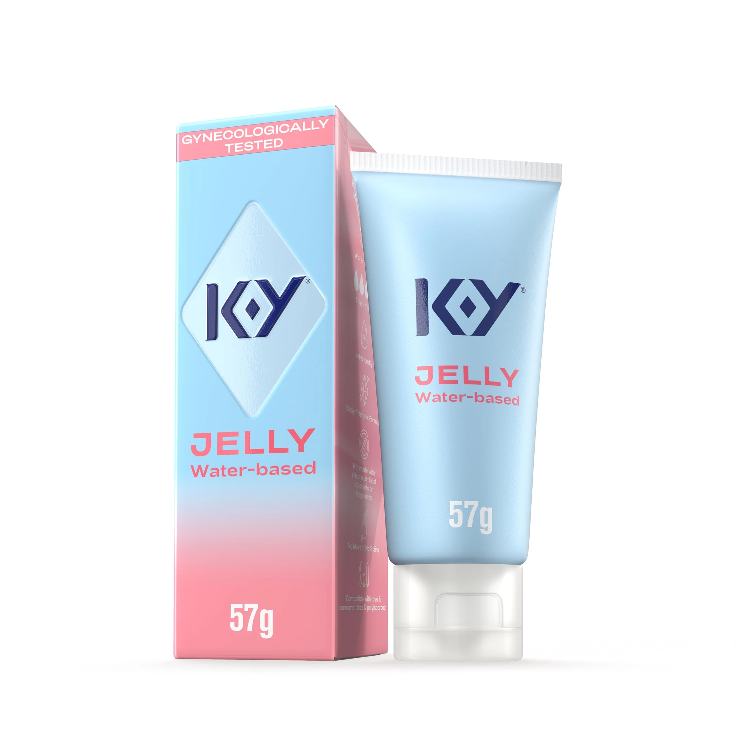 KY Jelly Lube, 57g, Water Based Lubricant, Extra Thick Gel, Extra Comfort, Ph Friendly, Gentle Formula, Gynecologically Tested, Eases Vaginal Dryness & Intimate Discomfort, Non-Sticky, Non-Staining